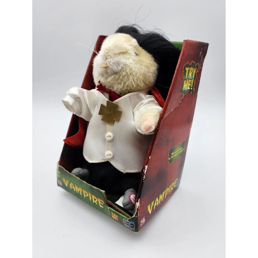 Gemmy Singing‎ Hamster in Dracula Costume Vampire Halloween NIB Vtg